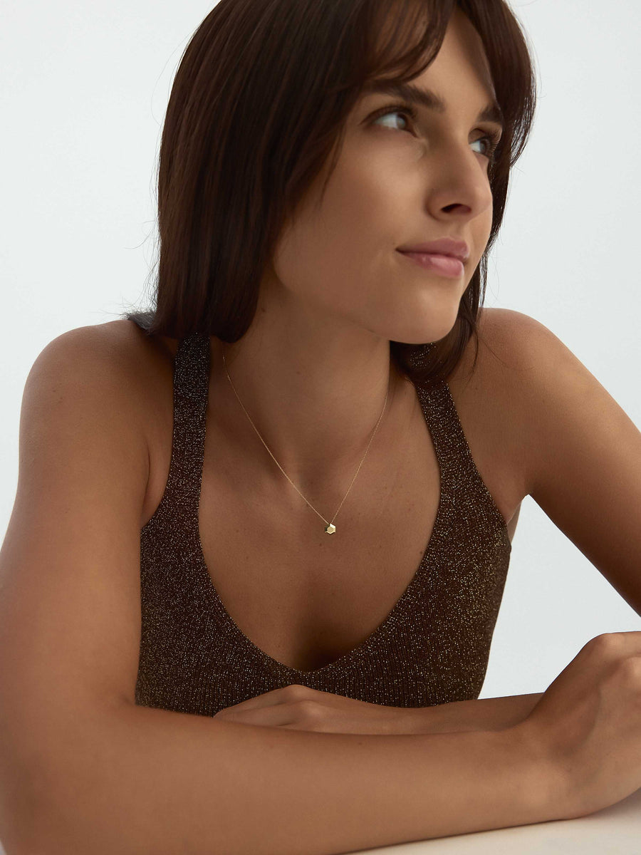 Geometric Hexagonal Design Necklace in 14K Gold
