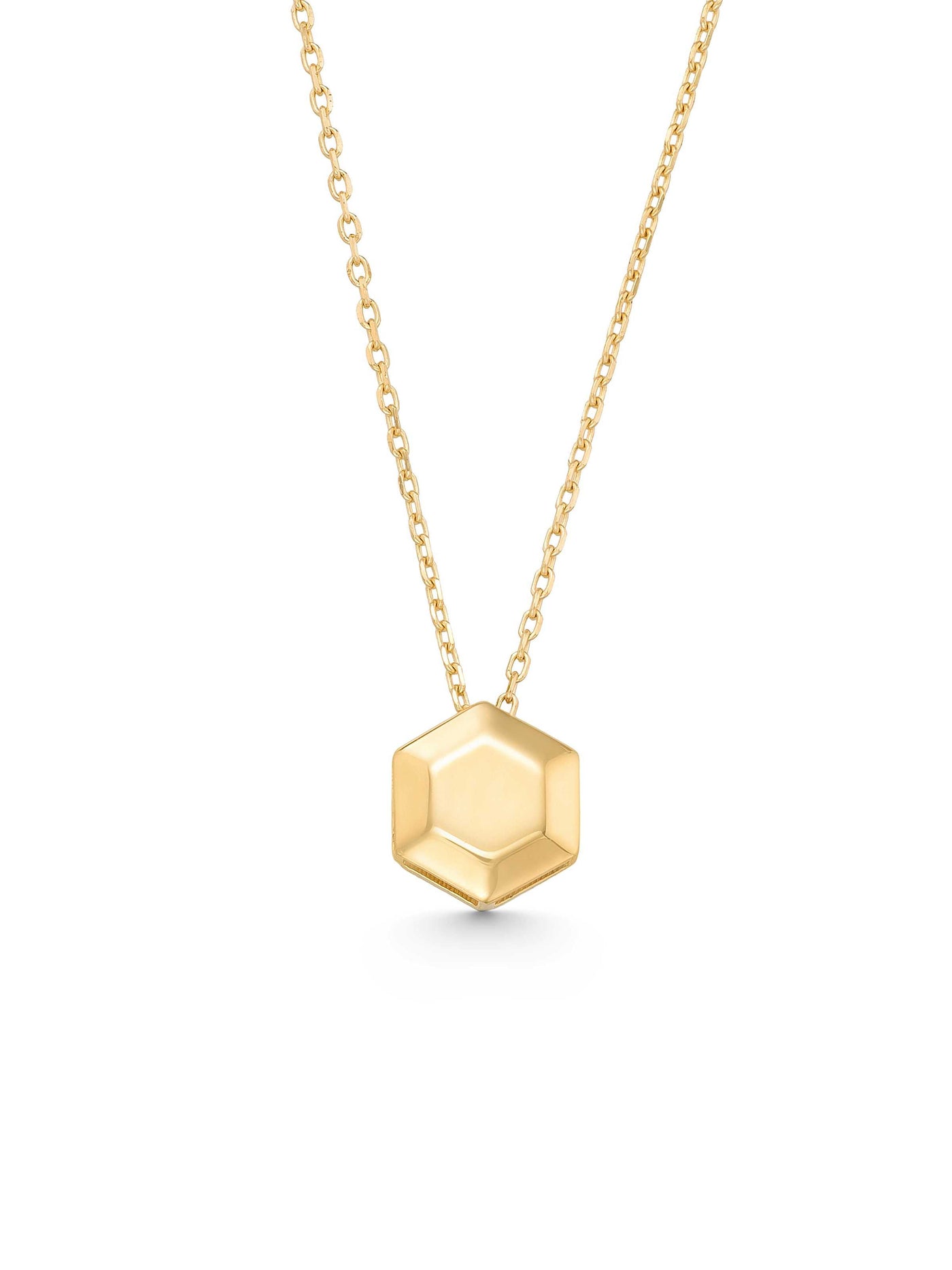 Geometric Hexagonal Design Necklace in 14K Gold by Elef Jewelry