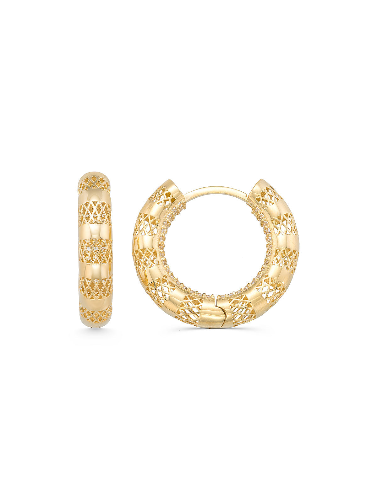 Geometric File Textured Earrings in 14K Gold by Elef Jewelry