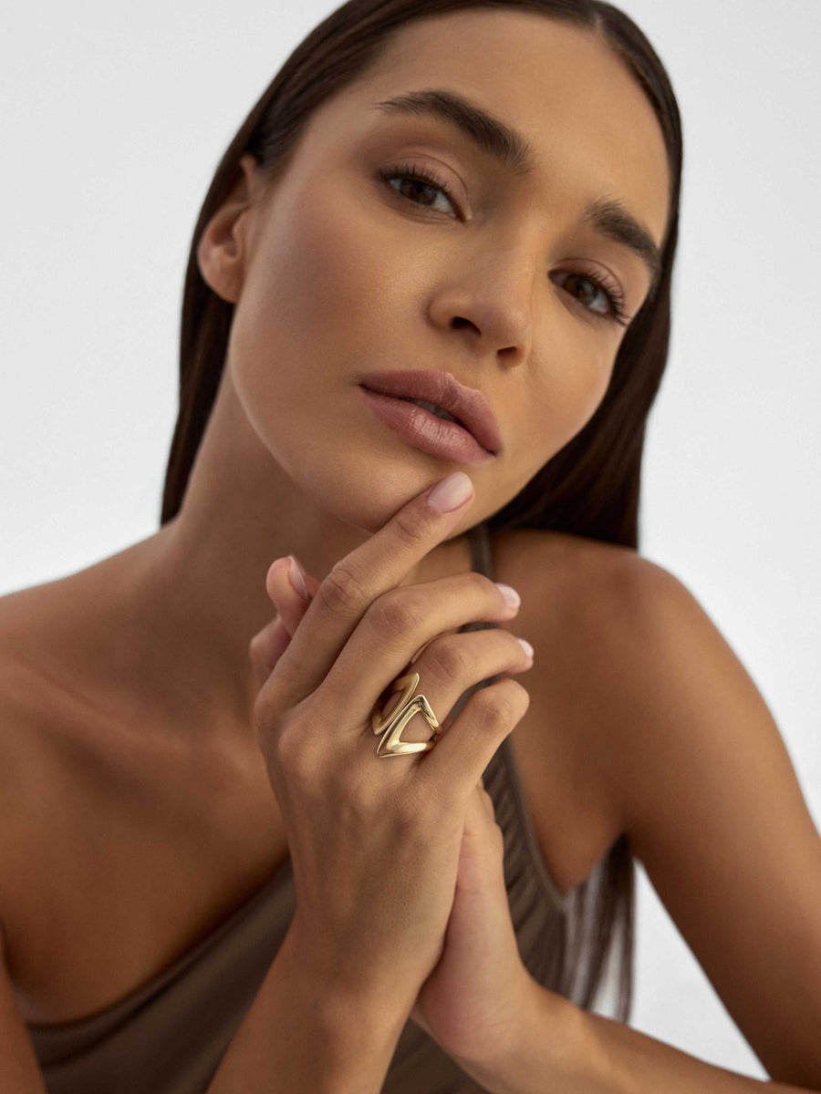Geometric Form Ring in 14K Gold