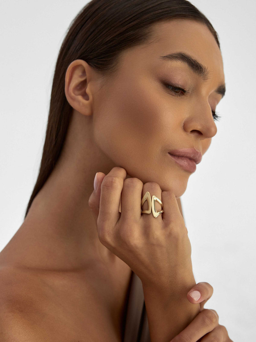 Geometric Form Ring in 14K Gold