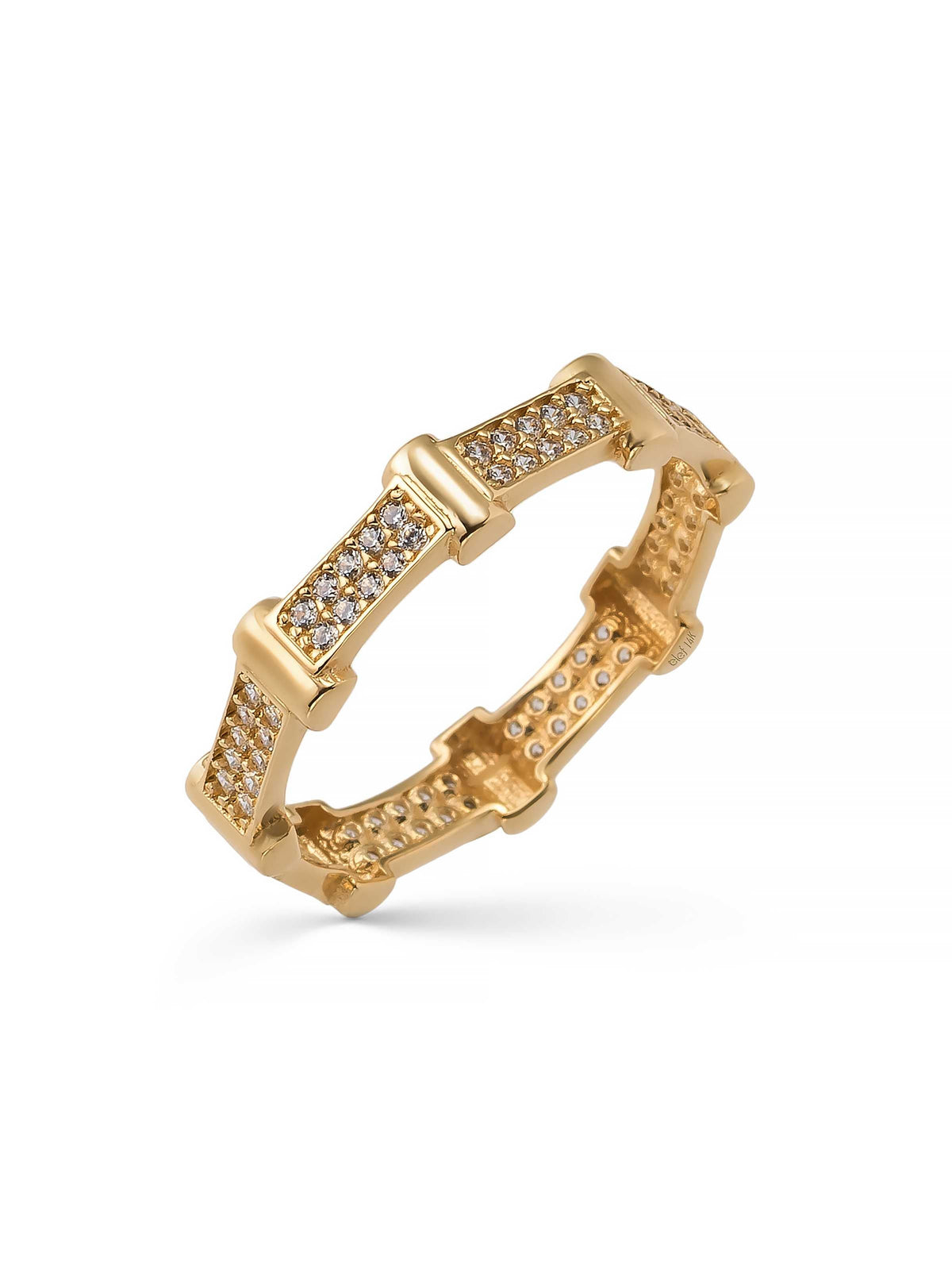 Geometric Form Stone-Set Ring in 14K Gold by Elef Jewelry