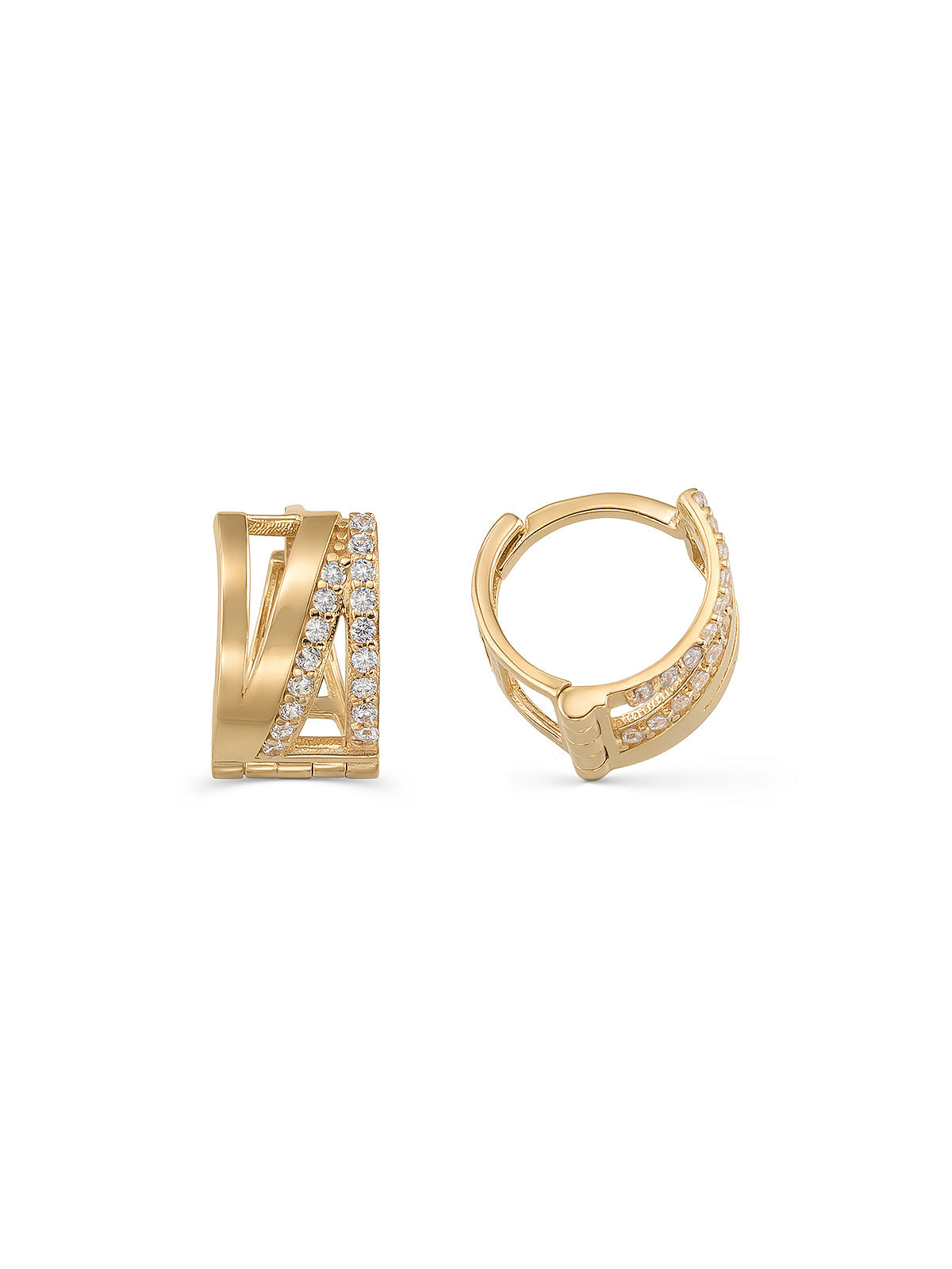 Geometric Kesitli Stone Accents Earrings in 14K Gold by Elef Jewelry