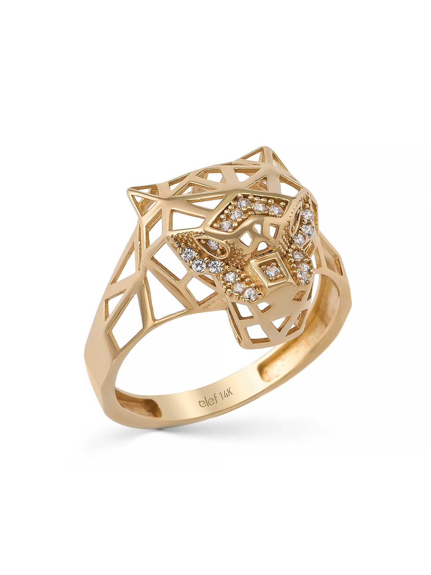 Geometric Panther Ring in 14K Gold by Elef Jewelry
