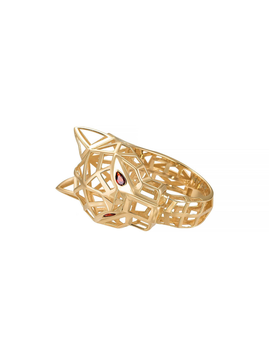 Geometric Panther Form Ring in 14K Gold
