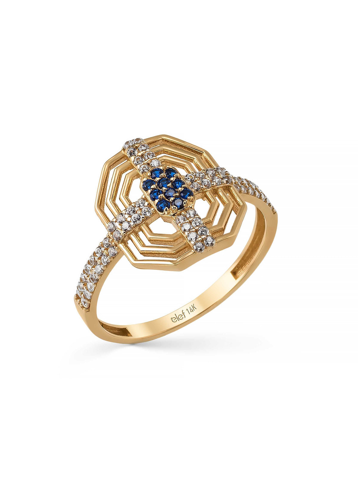 Geometric Sapphire-Inspired Effect Ring in 14K Gold by Elef Jewelry