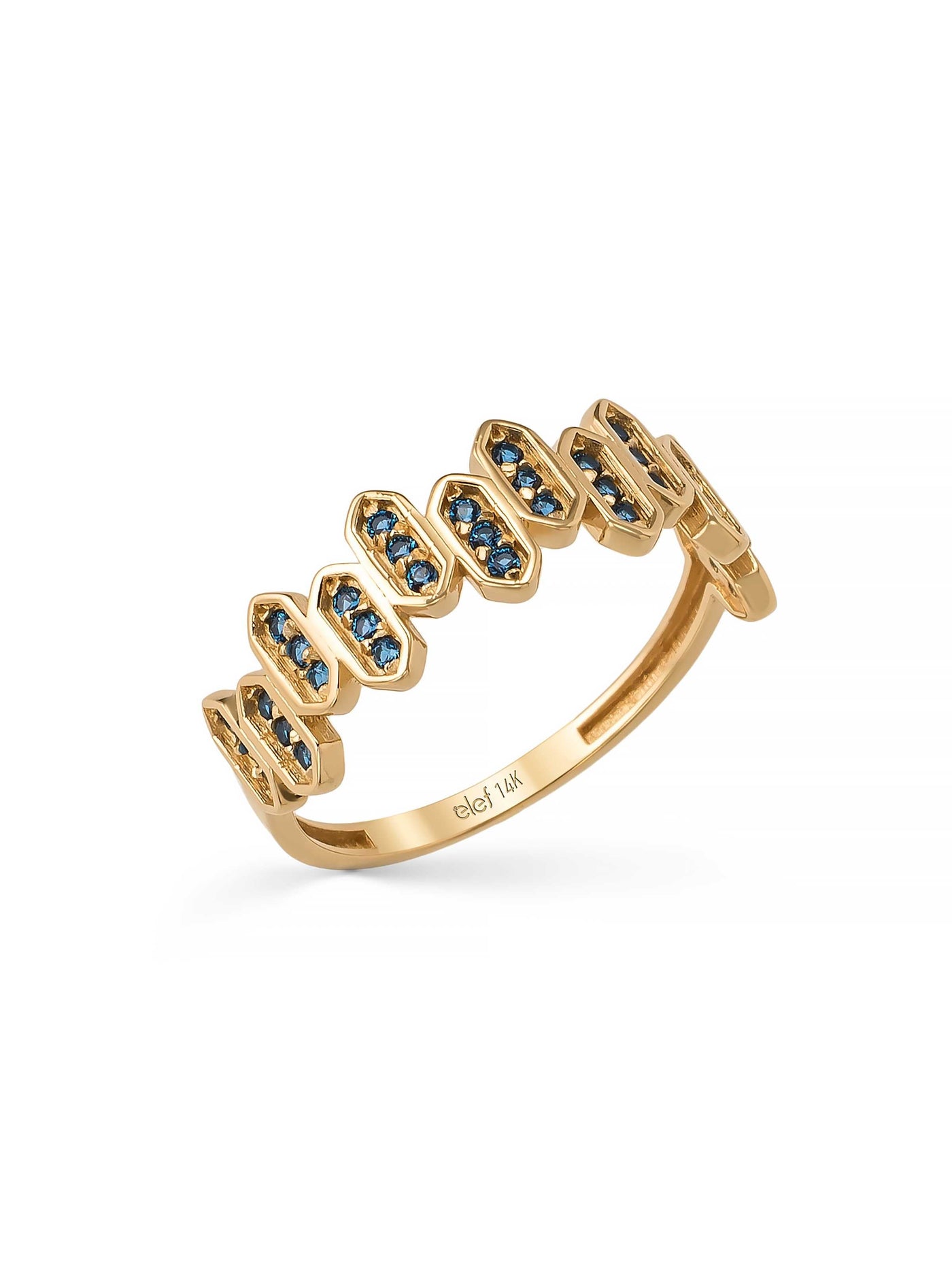 Geometric Sapphire-Inspired Stone Ring in 14K Gold by Elef Jewelry