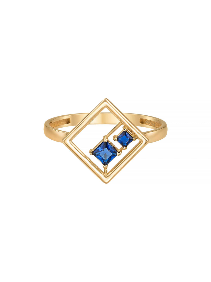 Geometric Sapphire-Inspired Stone Ring in 14K Gold