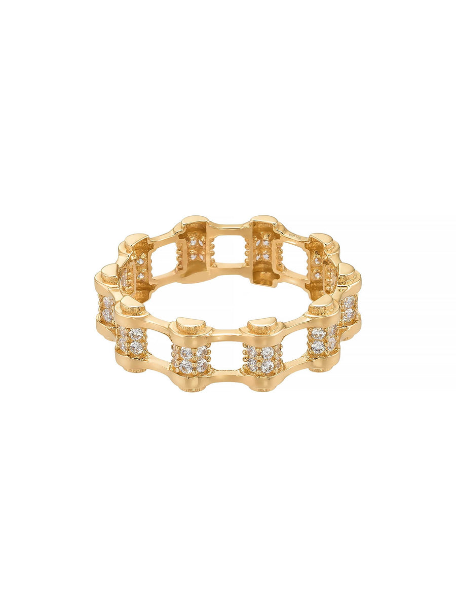 Geometric Stone-Set Ring in 14K Gold