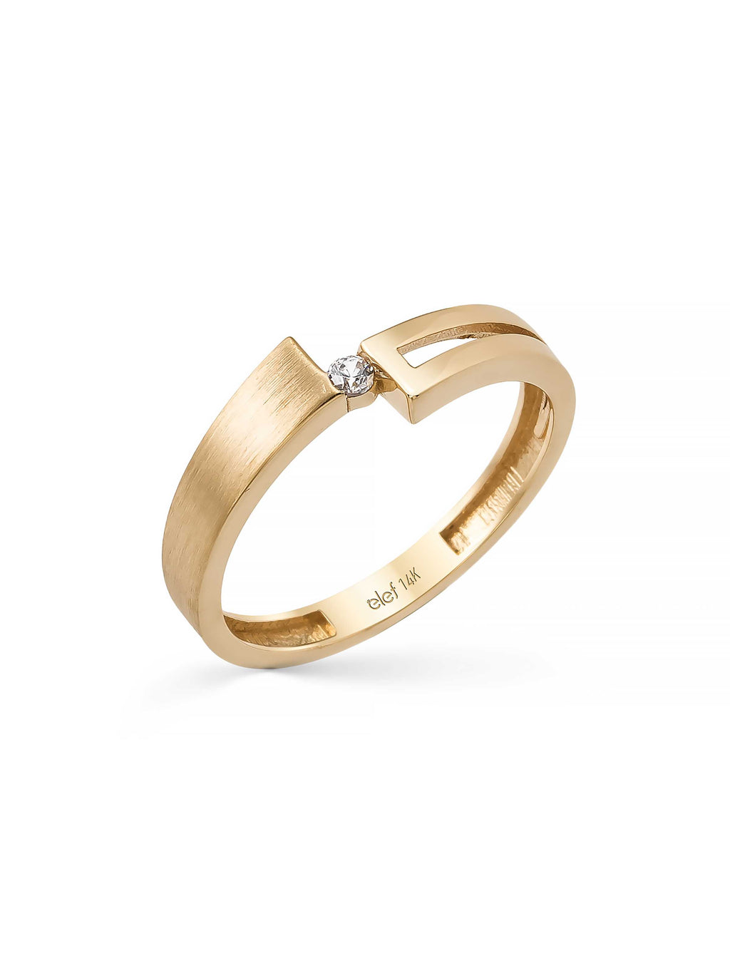 Geometric Solitaire Ring in 14K Gold by Elef Jewelry