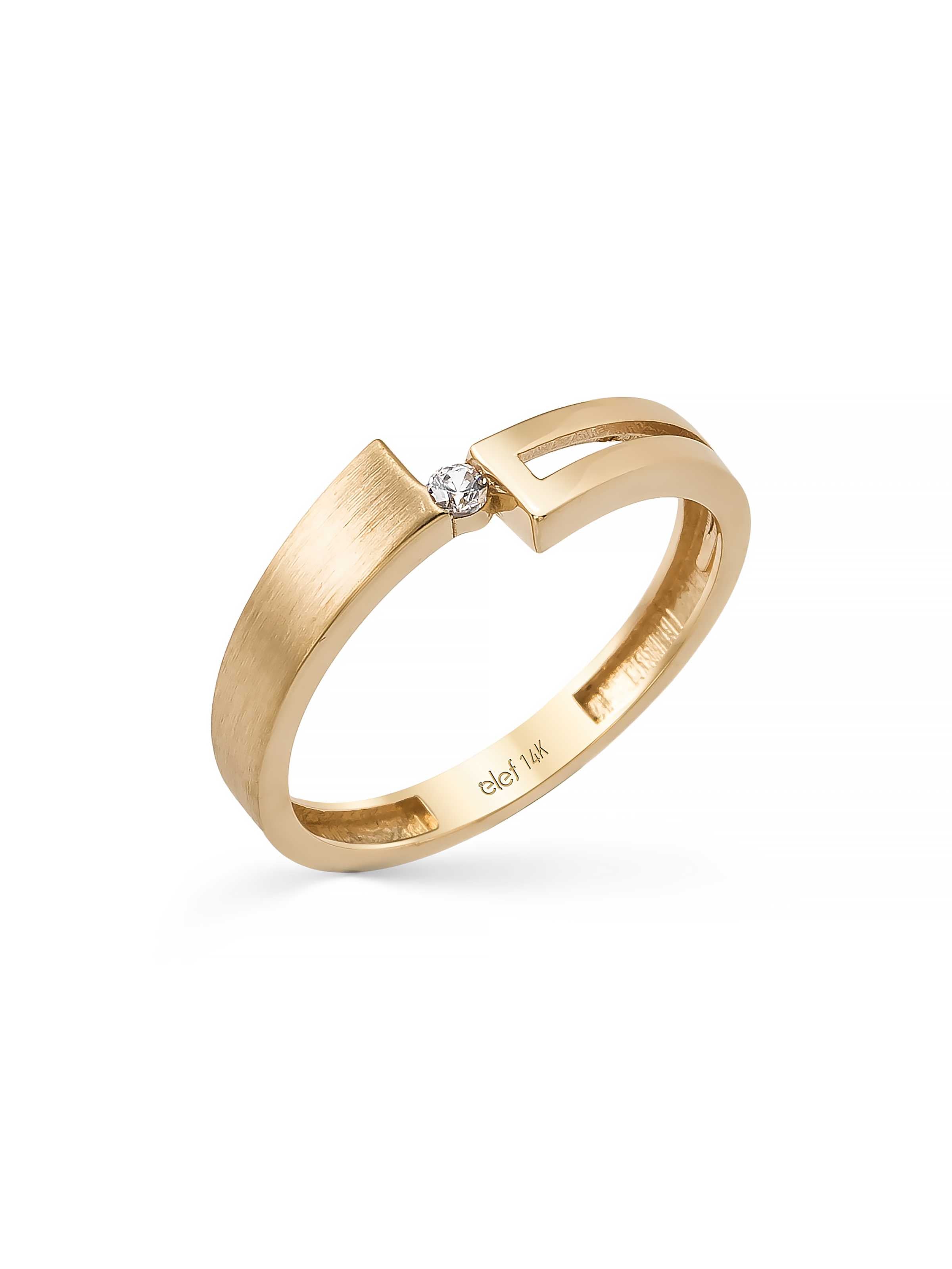 Geometric Solitaire Ring in 14K Gold by Elef Jewelry