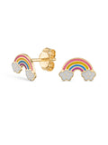 Rainbow Enamel Kids Earrings in 14K Gold by Elef Jewelry
