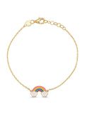 Rainbow & Cloud Enamel Kids Bracelet in 14K Gold by Elef Jewelry