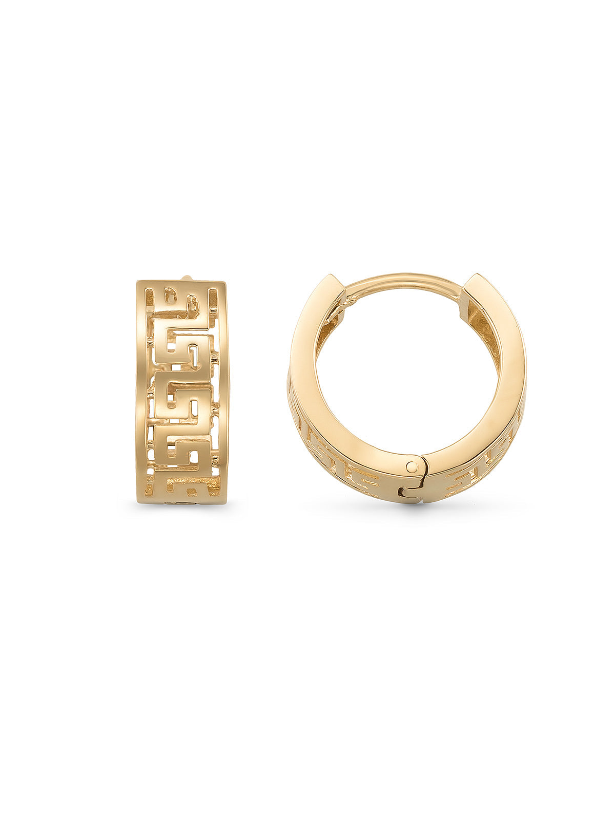 Grek Patterned Earrings in 14K Gold by Elef Jewelry