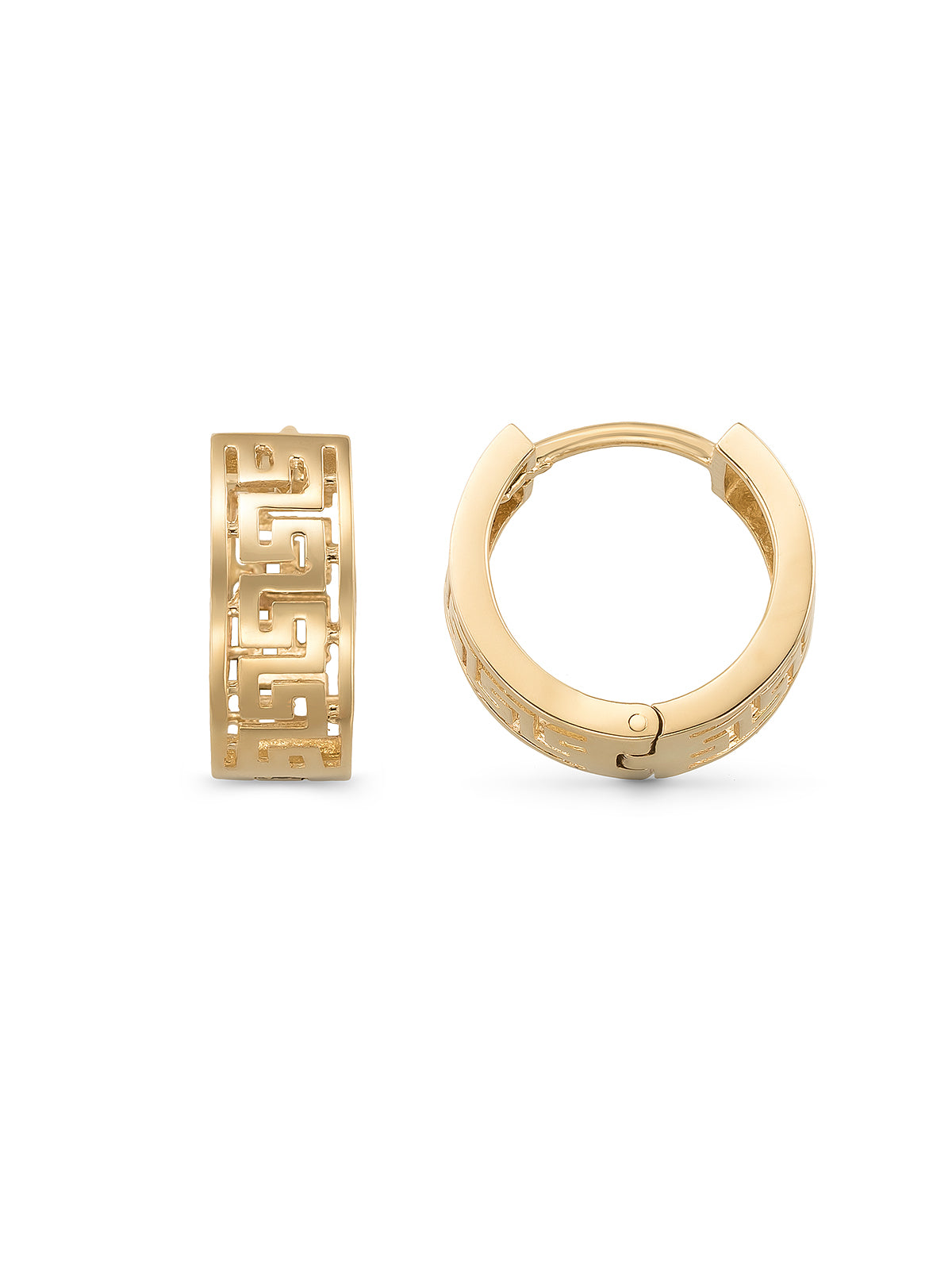Grek Patterned Earrings in 14K Gold by Elef Jewelry