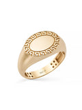 Grek Patterned Oval Form Ring in 14K Gold by Elef Jewelry