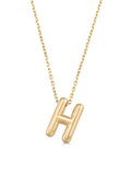 Letter H Classic Initial Necklace in 14K Gold by Elef Jewelry