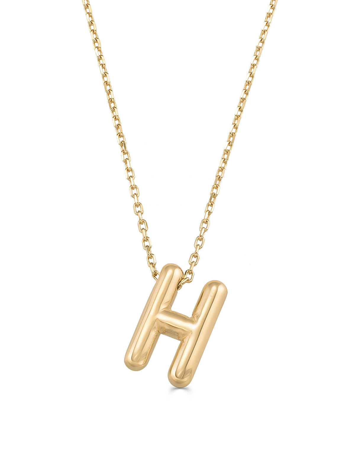 Letter H Classic Initial Necklace in 14K Gold by Elef Jewelry