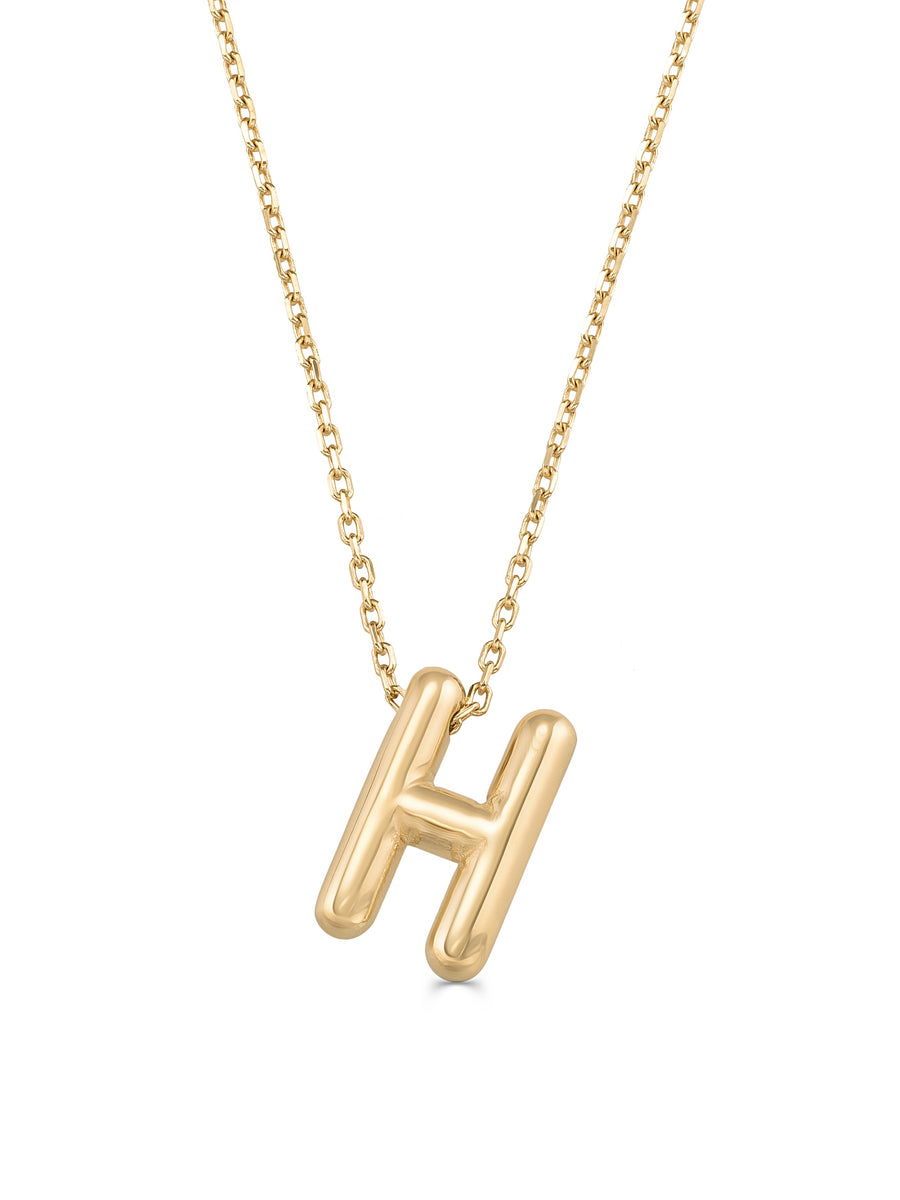 Letter H Classic Initial Necklace in 14K Gold