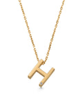 Letter H Stone Initial Necklace in 14K Gold by Elef Jewelry