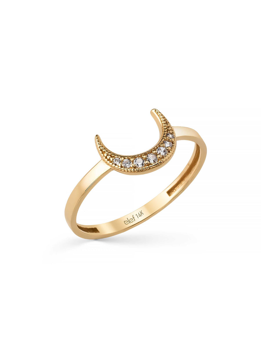 Crescent Motif Diamond-Inspired Ring in 14K Gold