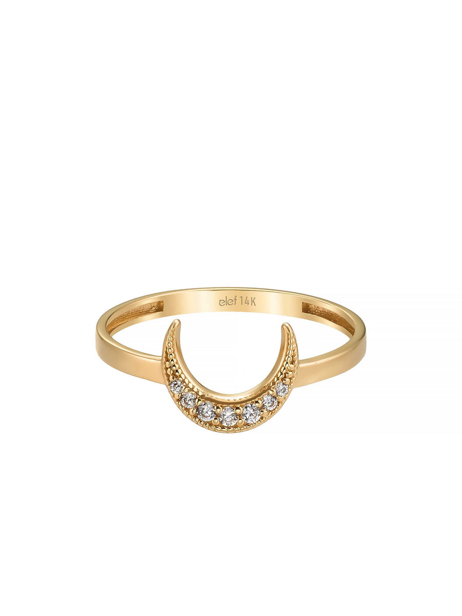 Crescent Motif Diamond-Inspired Ring in 14K Gold