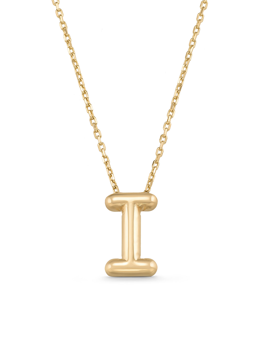 Letter I Classic Initial Necklace in 14K Gold by Elef Jewelry