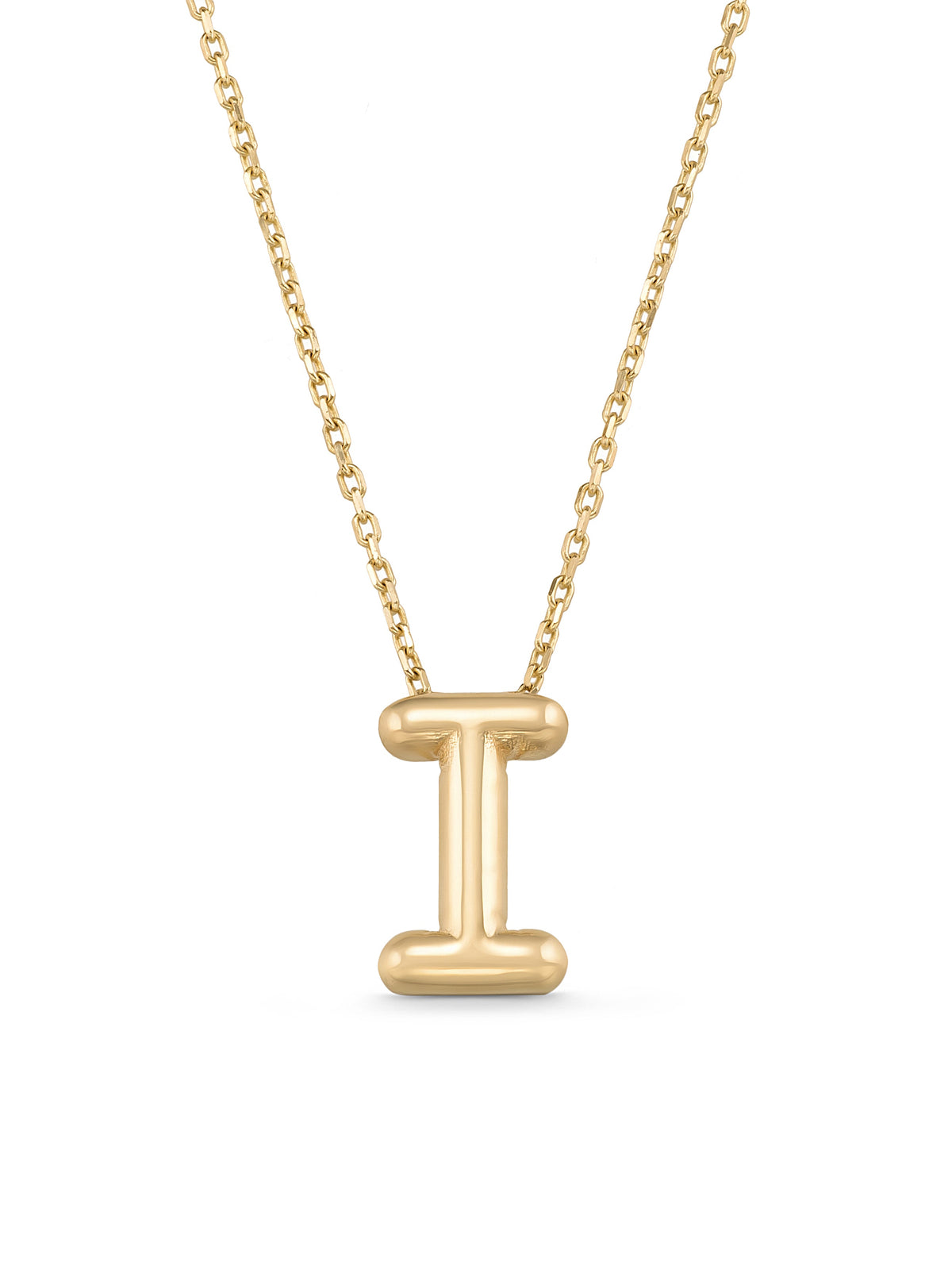 Letter I Classic Initial Necklace in 14K Gold by Elef Jewelry