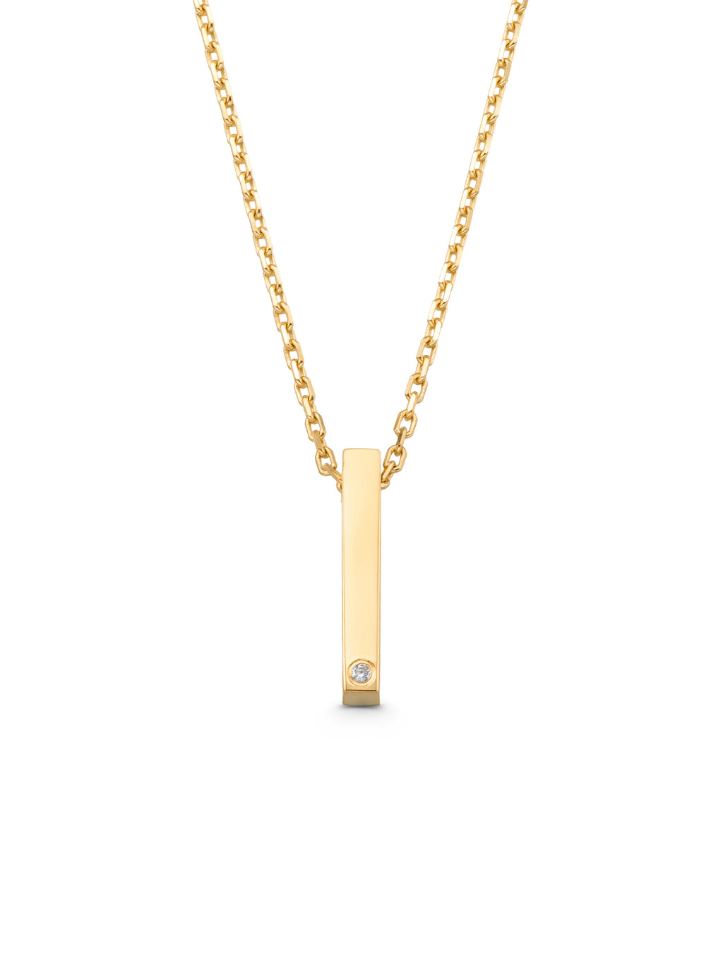 Letter I Stone Initial Necklace in 14K Gold by Elef Jewelry