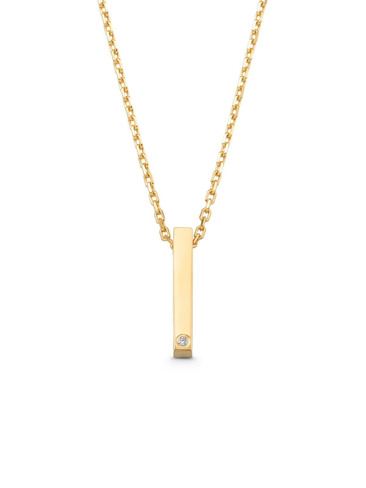 Letter I Stone Initial Necklace in 14K Gold by Elef Jewelry