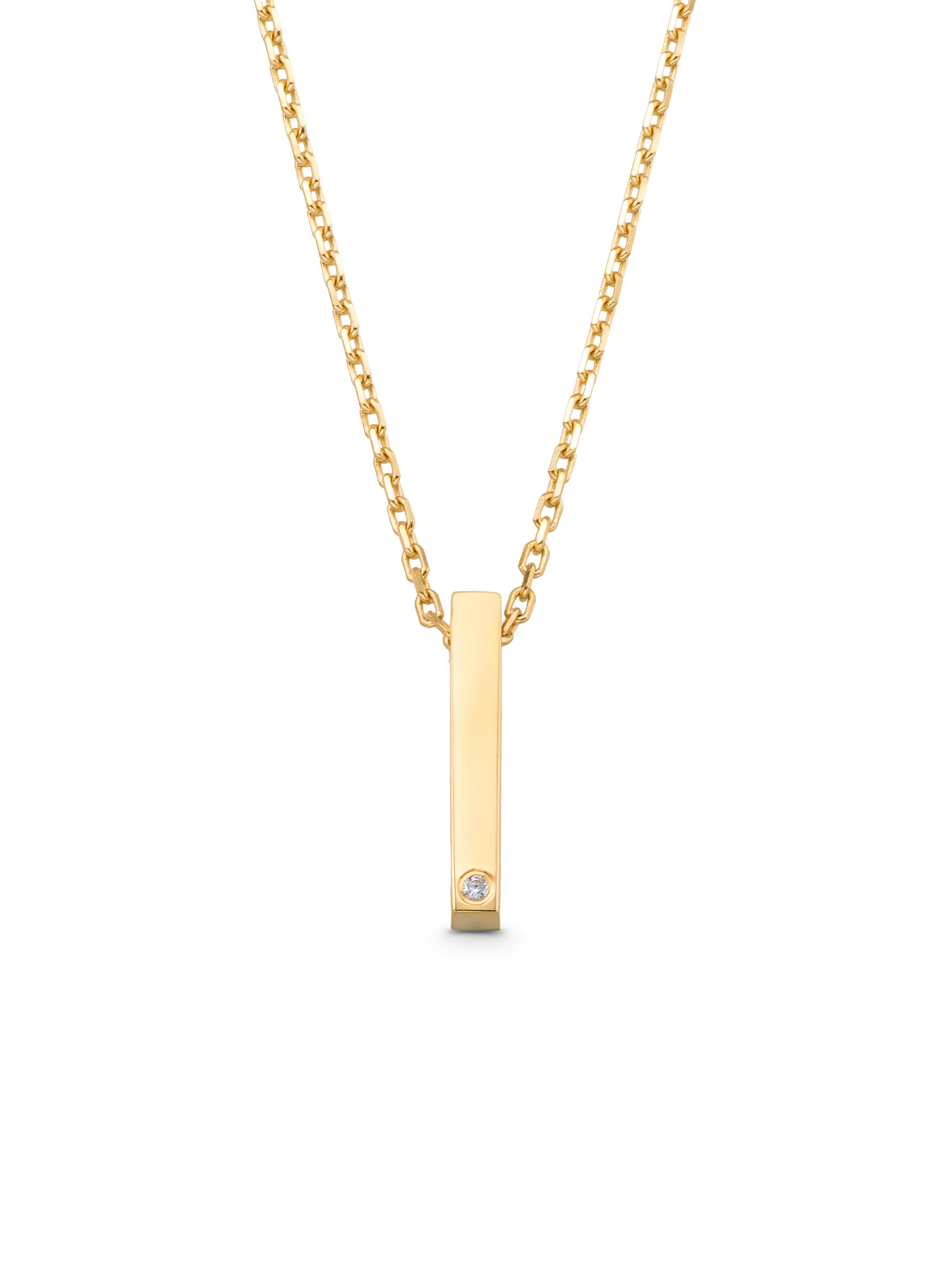 Letter I Stone Initial Necklace in 14K Gold by Elef Jewelry