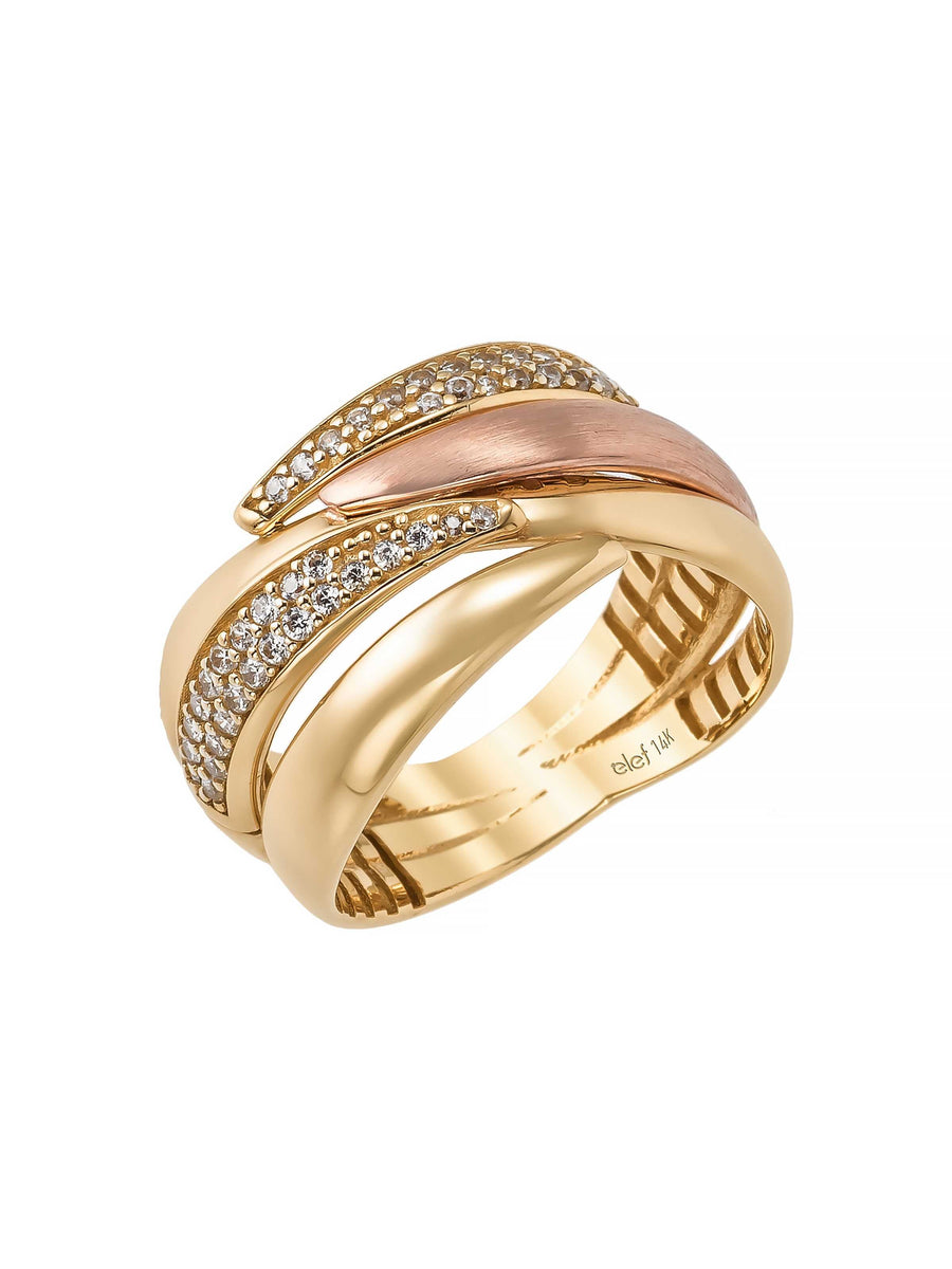 Two Multicolor Fancy Stone-Set Ring in 14K Gold