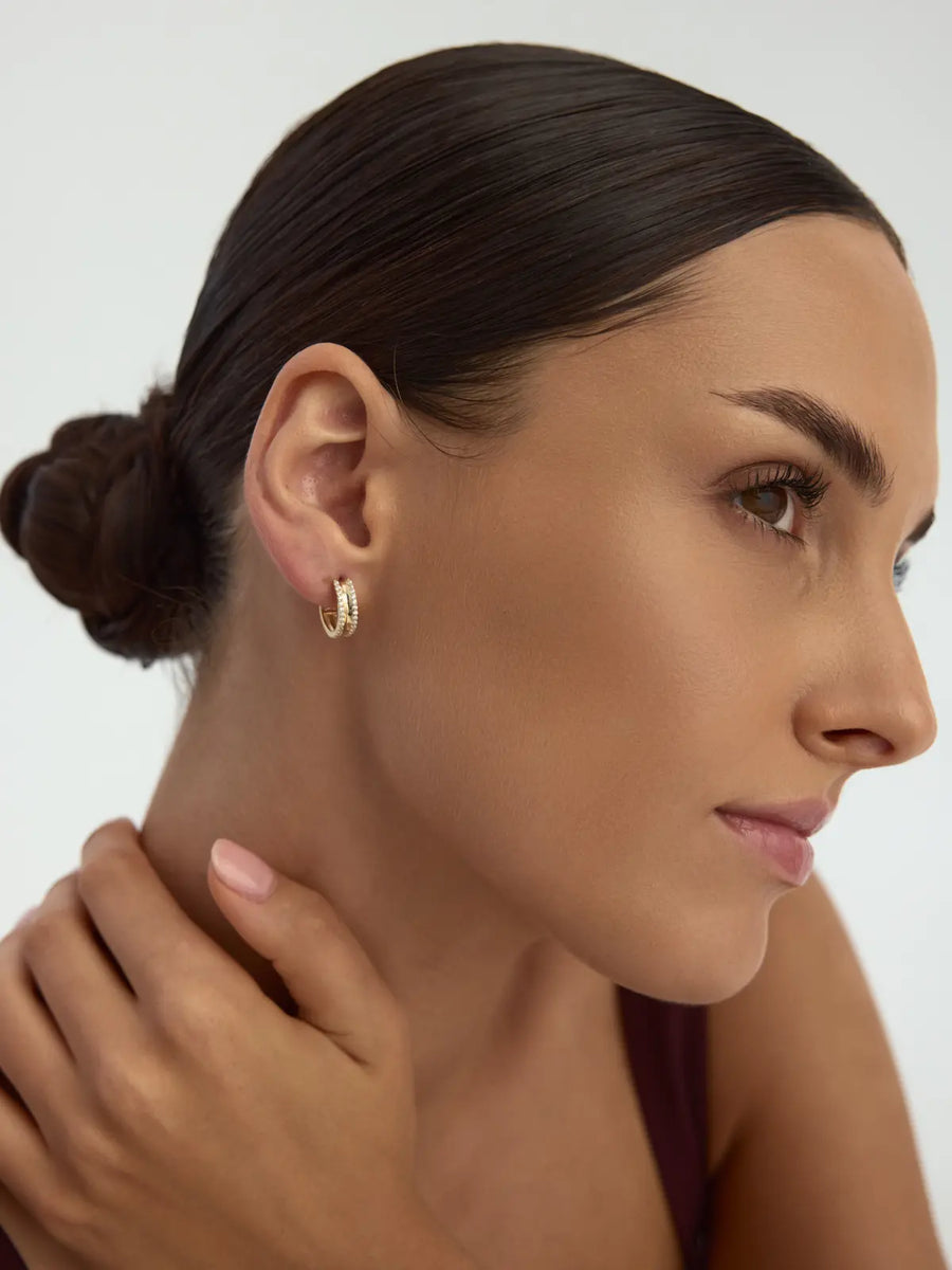 Two Stone-Set Earrings in 14K Gold
