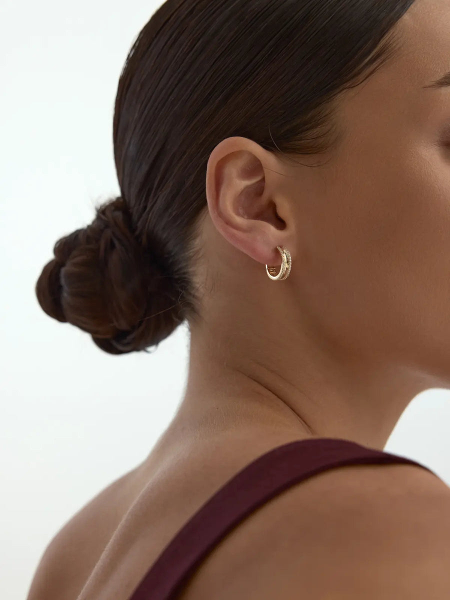 Two Stone-Set Earrings in 14K Gold