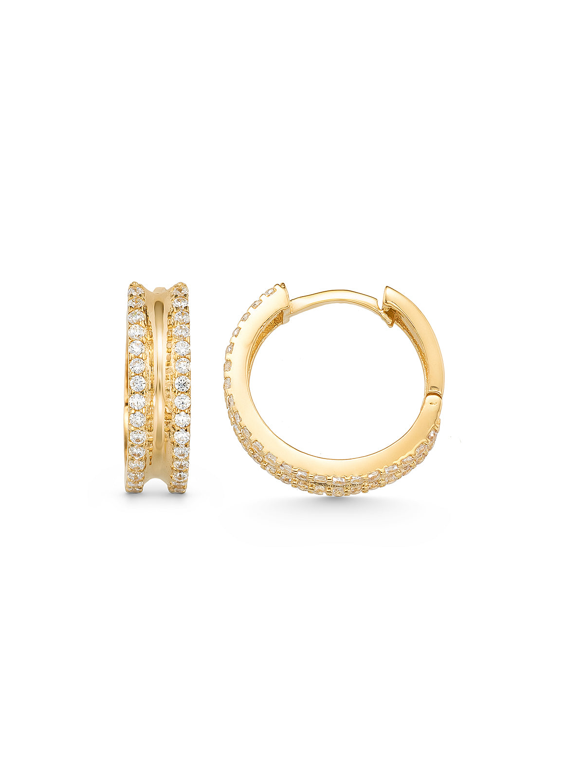 Two Stone-Set Earrings in 14K Gold by Elef Jewelry