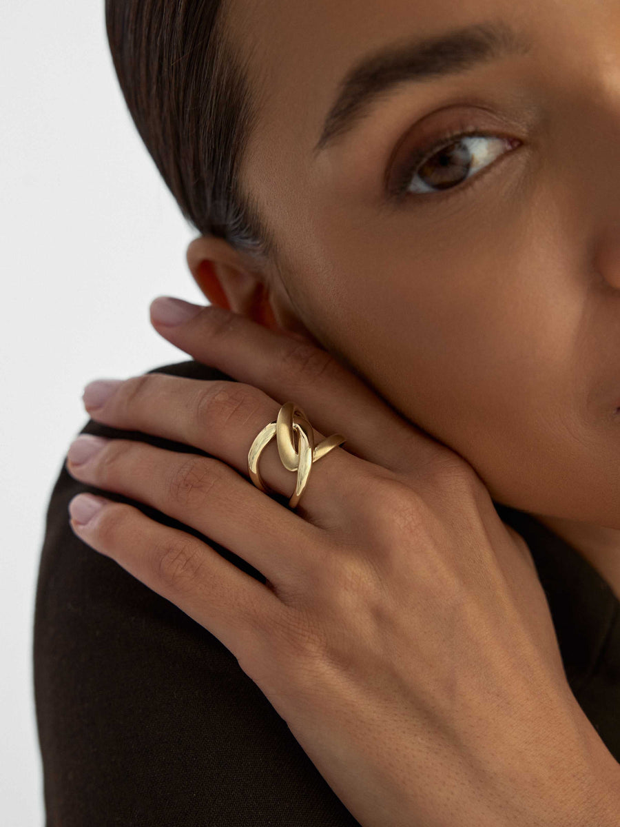 Double Geometric Form Ring in 14K Gold
