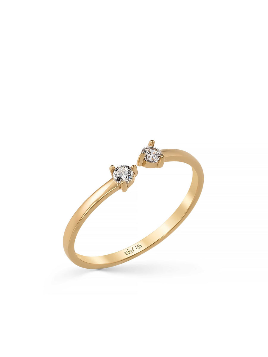 Double Minimal Stone Ring in 14K Gold