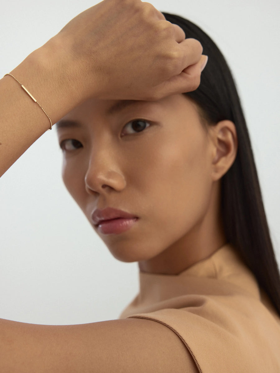 Slim Cylinder Form Bracelet in 14K Gold