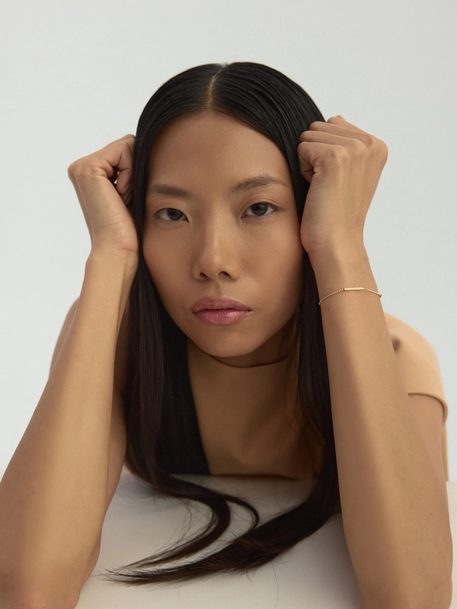 Slim Cylinder Form Bracelet in 14K Gold