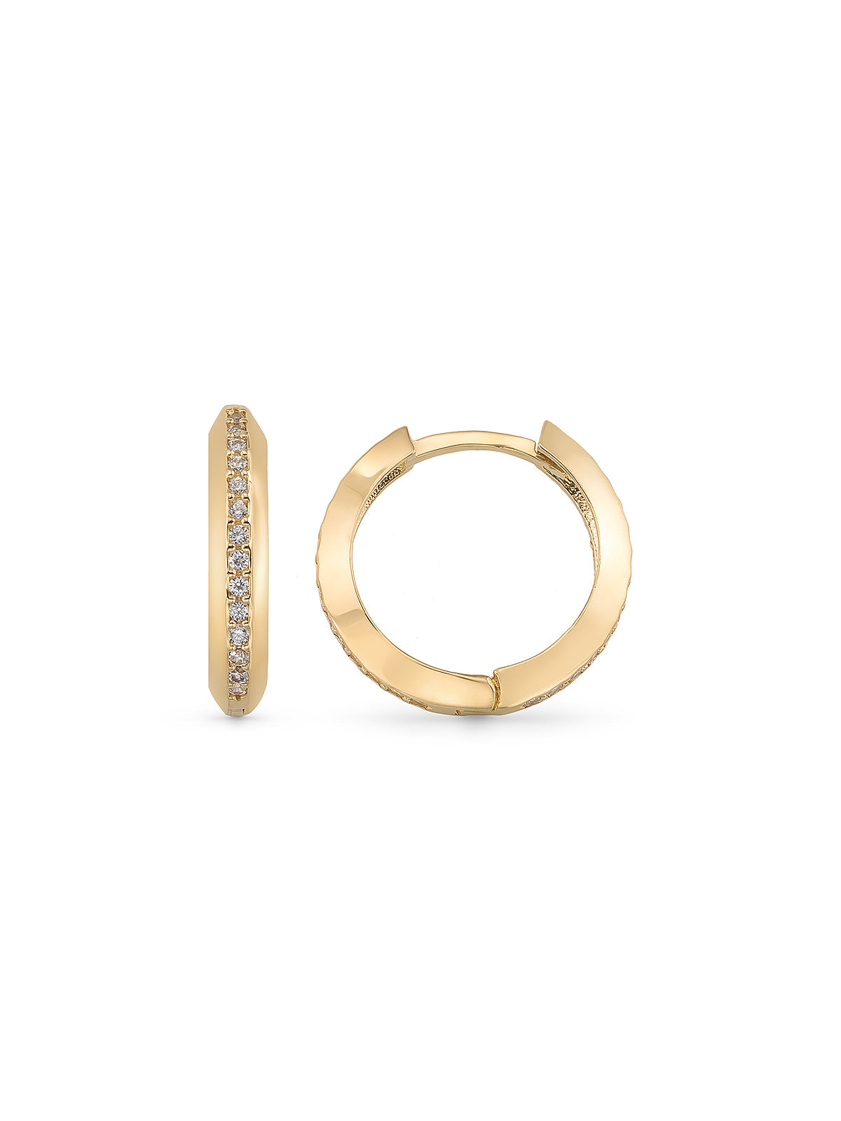 Slim Stone-Set Hoop Earrings in 14K Gold by Elef Jewelry