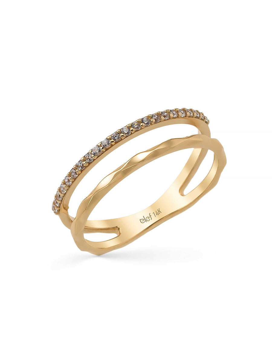 Slim Stone-Set Geometric Form Ring in 14K Gold