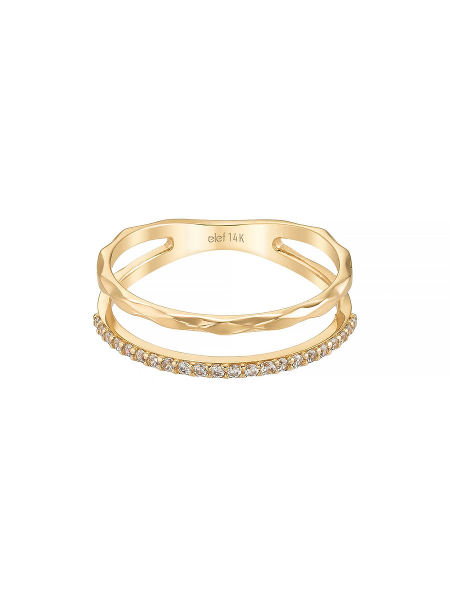 Slim Stone-Set Geometric Form Ring in 14K Gold