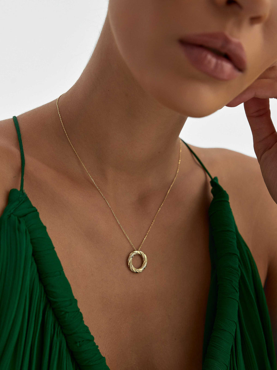 Sparkling Infinity Ring Necklace in 14K Gold