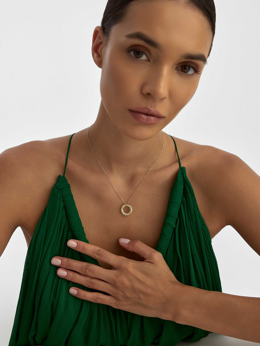 Sparkling Infinity Ring Necklace in 14K Gold