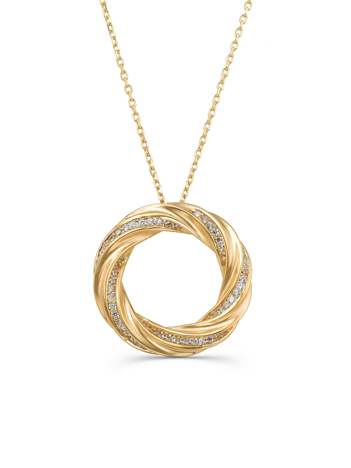 Sparkling Infinity Ring Necklace in 14K Gold by Elef Jewelry
