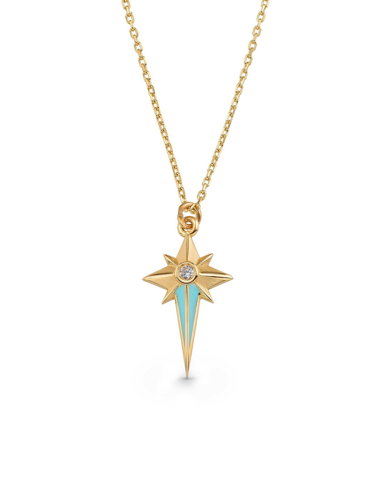 Ray Star Stone Necklace in 14K Gold by Elef Jewelry