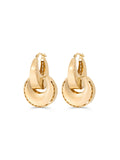 Italian Double Ringed Engraved Earrings in 14K Gold by Elef Jewelry