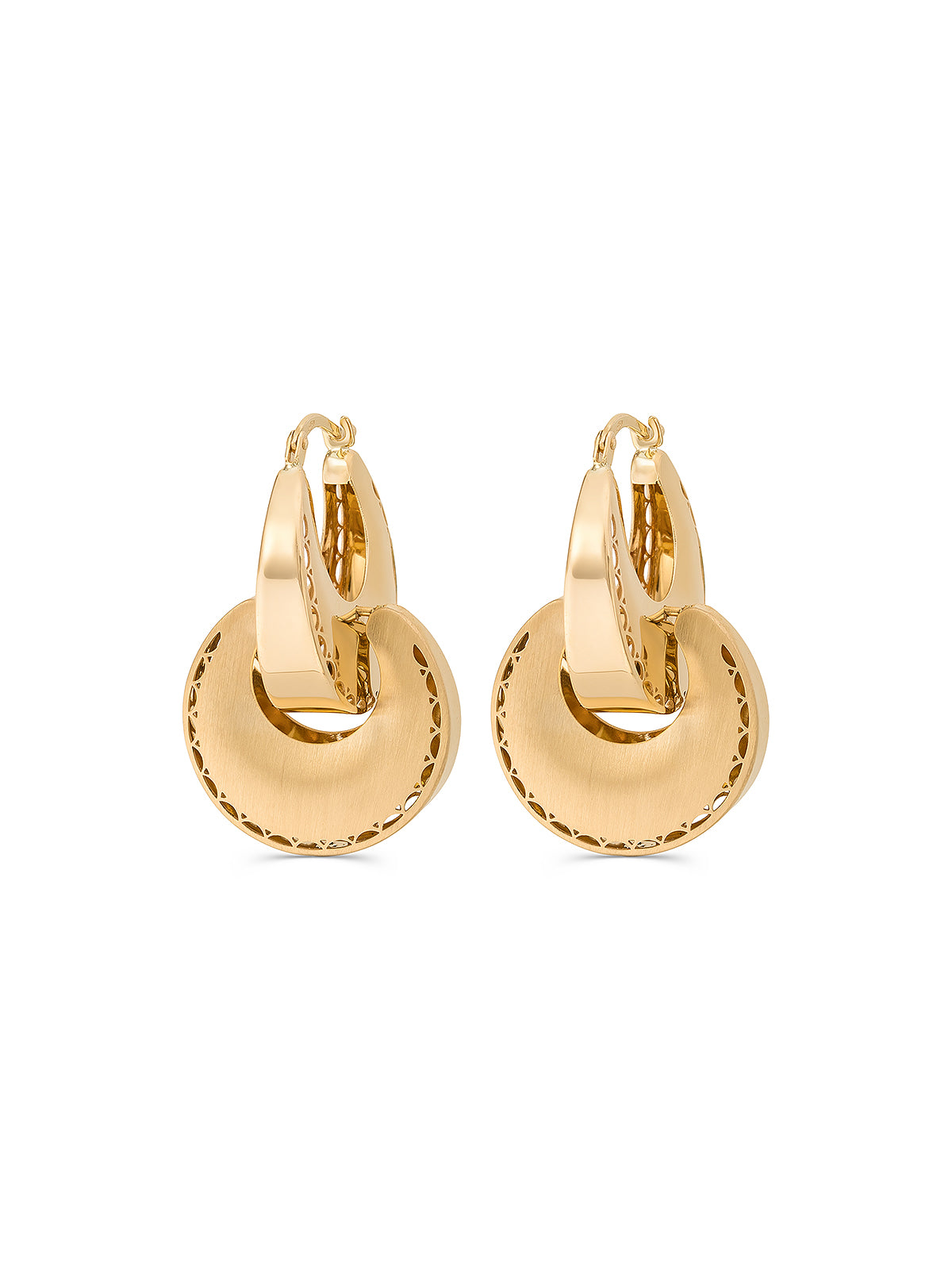 Italian Interlocking Hoop Form Earrings in 14K Gold by Elef Jewelry