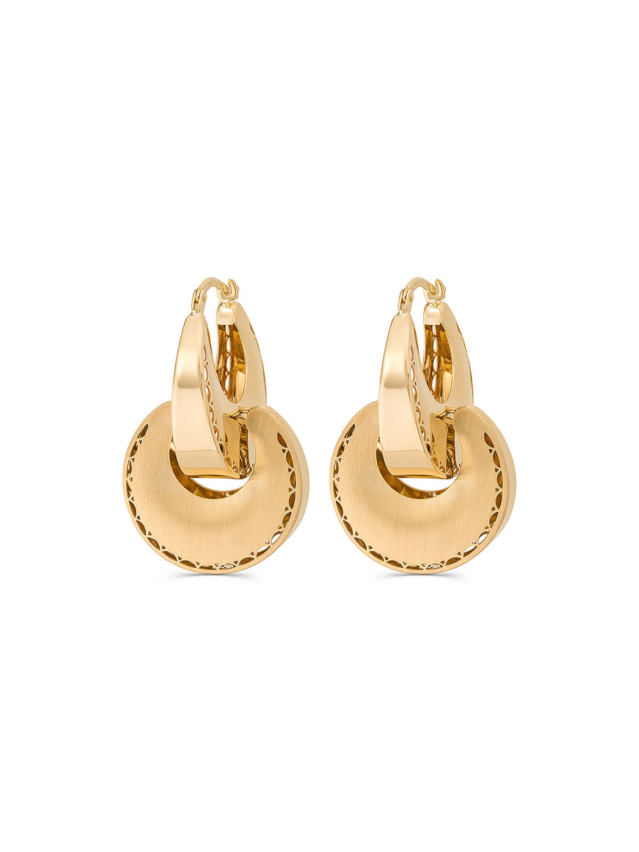 Italian Interlocking Hoop Form Earrings in 14K Gold