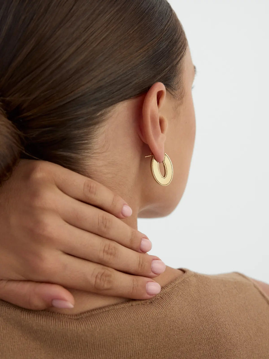 Italian Cut Oval Earrings in 14K Gold